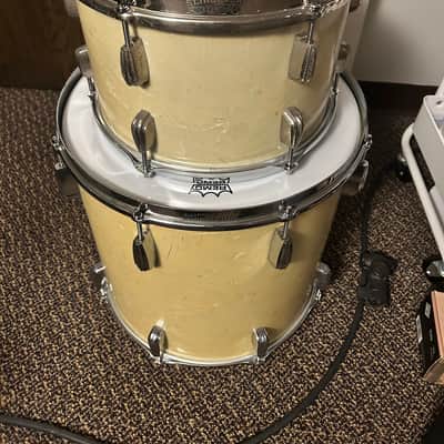 Vintage Slingerland 1948-54 Era Radio King Floor 16x16 & Rack Tom 12x8 White Marine Pearl WMP image 2