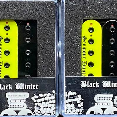 Seymour Duncan Black Winter Blackened Trembucker Pickup Set In Neon Yellow/Black Zebra image 2