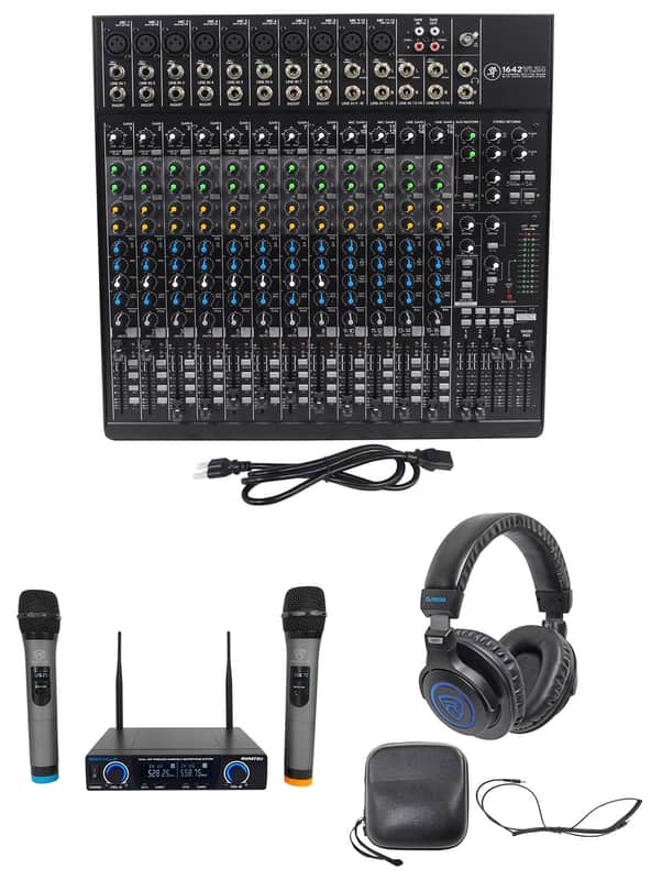 Mackie 1642VLZ4 16-channel Compact Analog Mixer+(2) Wireless Mics+Headphones image 1