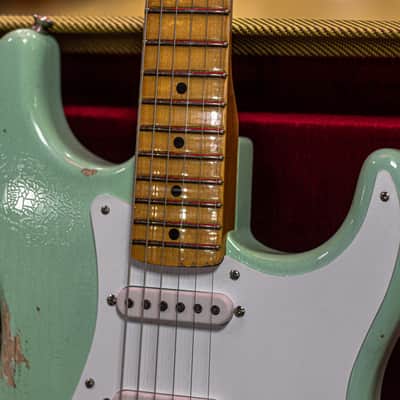 Fender CS 70th Anniversary 1954 Strat Relic 1-P QMN SFA Limited Fat 2025 - Super-Faded Aged Surf Green image 9