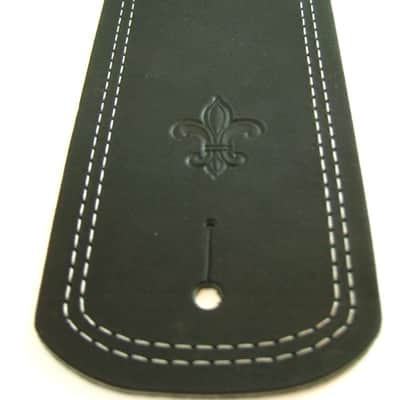 Tricked Out Leather- Black Leather -Guitar Strap- Fleur de Lis Conchos Silver Diamonds image 5