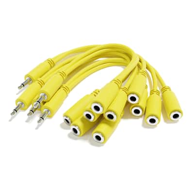 ExcelValley [Yellow] 5-Pack - Mono Splitter Y Patch Cables - TS 3.5mm 1/8" Eurorack Synth Synthesizer image 1