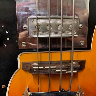 Vintage 1960s WEM Sapphire 2-Pickup Left Handed Sunburst Electric Bass Guitar image 5