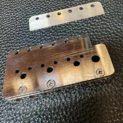 Wudtone Lefty Strat Tremolo Bridge Plate CP HOLY GRAIL 2-1/6" string spaced 2025 - Aged nickel image 7