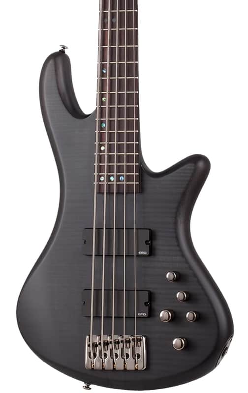 Schecter Stiletto Studio-5 Electric Bass. See-Thru Black Satin (STBLS) image 1