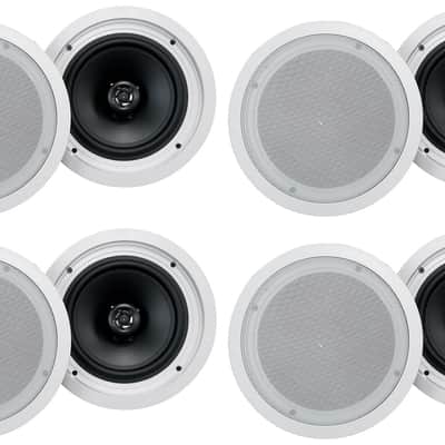 (8) Rockville HC85-16 White 8" 700 Watt In-Ceiling Home Theater Speakers 16 Ohm image 1