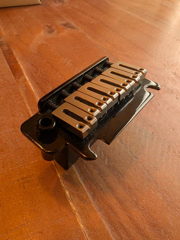 Unbranded Stratocaster 2 Point Heavy Block Tremolo Bridge Chrome/Black 10.7Oz image 1