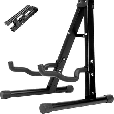 Guitar Stand, Foldable Electric Guitar Stands Floor, Non-slip Rubber And Foam Arm Metal Electric Guitar Stand, Suitable Stand for Acoustic Guitar, Electric Guitar, Bass, Ukulele, Banjo image 1