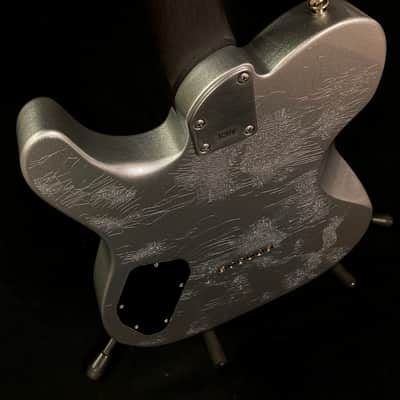 LsL Instruments T Bone 24 Tele, Swamp Ash, Wenge, Custom Shop "Icey" Telecaster, Pale Ice Blue Metallic, Checked Nitro Bad Bone 2, Reversed Headstock image 22