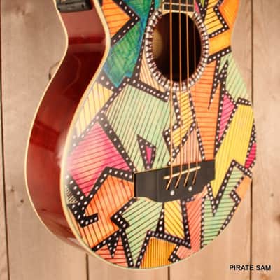 Washburn AB5K Custom Art 4-String Acoustic Bass "The Puzzle Factory " w /gig bag image 8