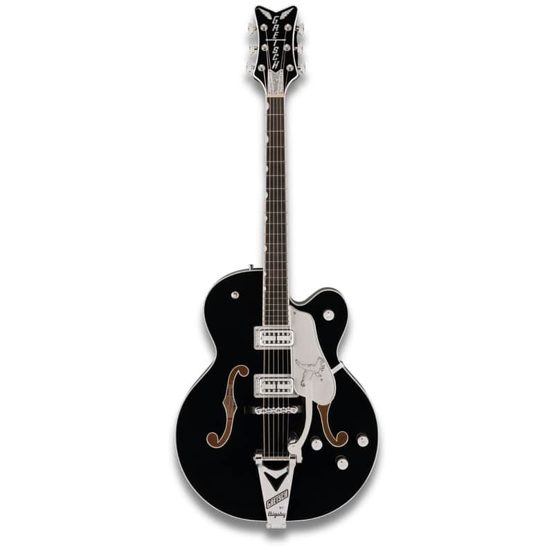Gretsch Falcon Hollow Body 6-String Right-Handed Electric Guitar with String-Thru Bigsby Bridge, Maple Body, and Ebony Fingerboard (Black) image 1