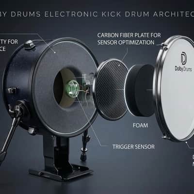 Dolby 12” Electronic Kick Drum Black Sparkle for Roland Alesis image 3