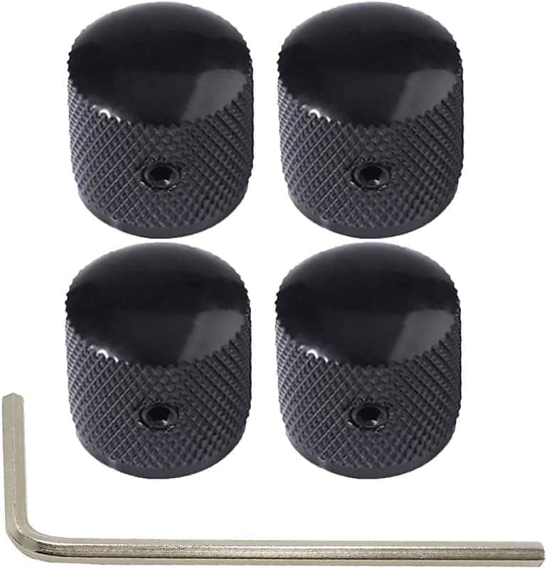 Metal Volume Tone Dome Knobs Volume Control Knobs for Electric Guitar Bass with Inner Hexagon Spanner Black, 4 Pcs image 1