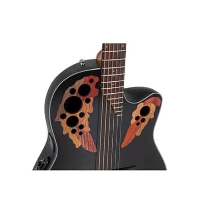 Ovation Celebrity Elite Acoustic-Electric Guitar, Black (CE44-5-G) image 2