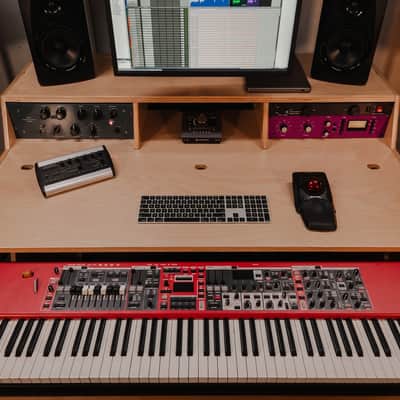 Baltic Birch Studio Desk | 9U Rack and 88-Key Keyboard Tray | Music Production Furniture image 2
