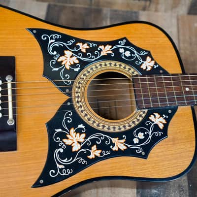 Kay Model 440 Acoustic Guitar 1970s Natural Floral Pickguard Vintage w/ Bag image 4