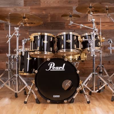 PEARL MASTERS PREMIUM BIRCH (BRP) 5 PIECE DRUM KIT, BLACK MIST, GOLD FITTINGS (PRE-LOVED) image 5