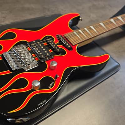Jackson Dinky Pro Series DK2 MJ Japan Hand Painted Signed Hot Rod Flames Japanes MIJ Super Strat HSS Floyd Rose 2002 Fender First Year image 1