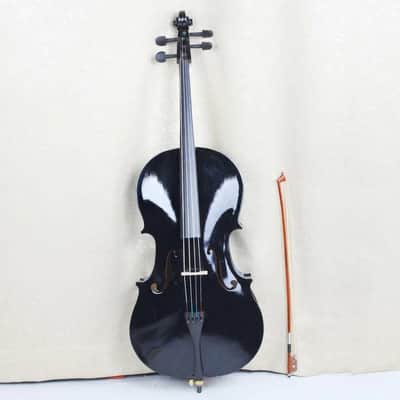 New 4/4 Size Professional Basswood Black Color Cello +Bag+Bow+Rosin+Bridge image 3