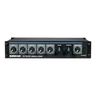 Shure SCM262 Stereo Microphone Mixer with 2 XLR Mic Inputs, Stereo 1/4 Outputs, Stereo RCA Outputs, 12 V Phantom Power image 1