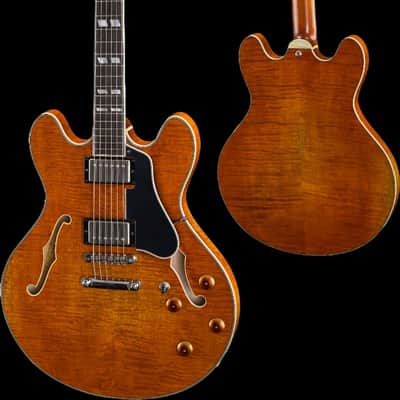 Eastman T59/v-AMB Semi Hollow Antique Amber Electric Guitar image 2