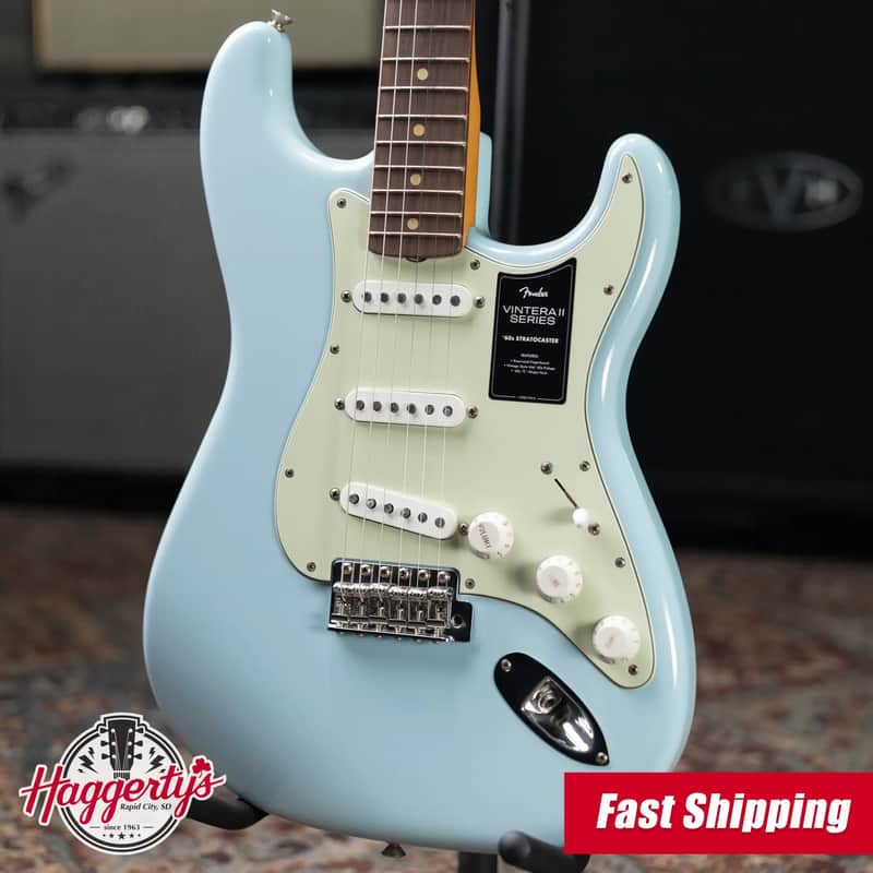 Fender Limited Edition Vintera II Road Worn '60s Stratocaster Electric Guitar - Sonic Blue with Hardshell Case image 1