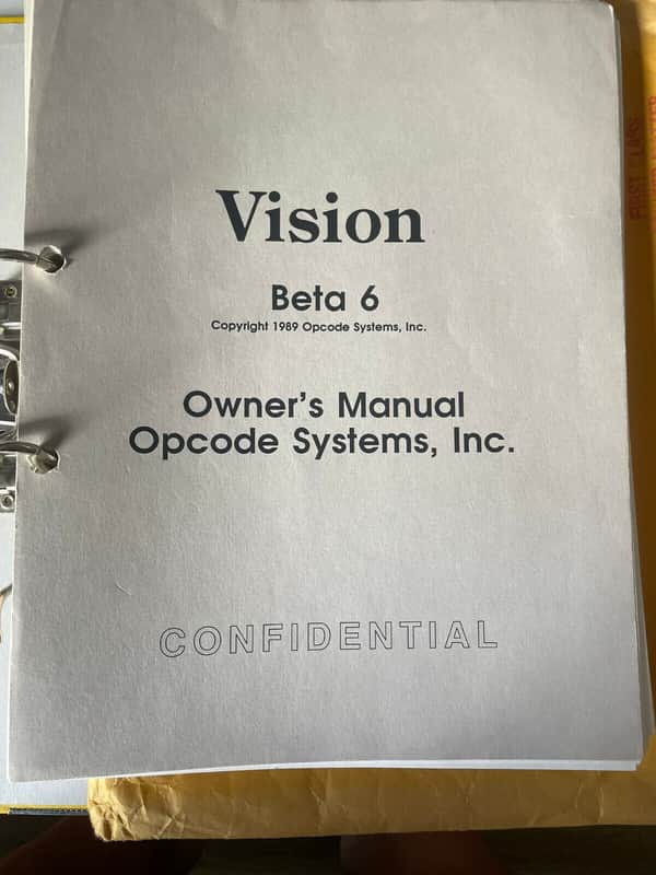 Super RARE Opcode Systems Vision Beta 6 User manual 1989! Confidential image 1