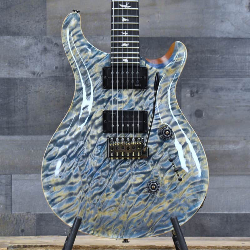 Paul Reed Smith Custom 24 Quilt Artist Top Awabi Birds - Faded indigo with Hardshell Case image 1