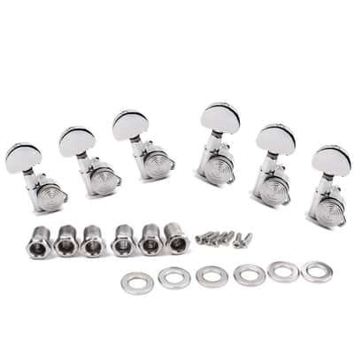 6R Inline Electric / Acoustic Guitar Locking Tuning Pegs Tuners 1:18, Chrome image 1