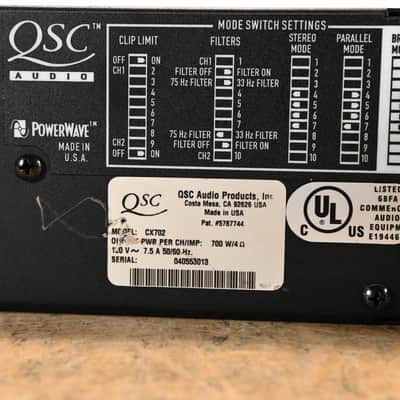 QSC CX702 2-Channel 700W Power Amplifier CG01V5Y image 7