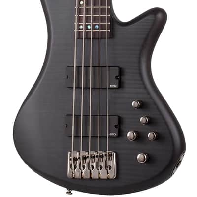 Schecter Stiletto Studio-5 Electric Bass. See-Thru Black Satin (STBLS) image 1