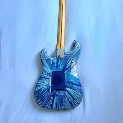 Fender FSR "Splattercaster" Standard Splatter Stratocaster with Rosewood Fretboard 2003 - 2004 - Violet, Daphne, Agave, Lake Placid, and Midnight Blue Swirl over Olympic White image 5