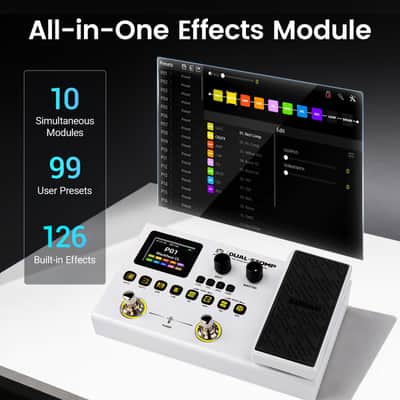 SORAN Dual Stomp Multi Effects Guitar Pedals, Rechargeable Multi Effects Processor with Expression Wah Volume 99 Presets 126 Effects 40s Loop 100 Drums 20 IR/NAM Slots USB Audio Record image 2
