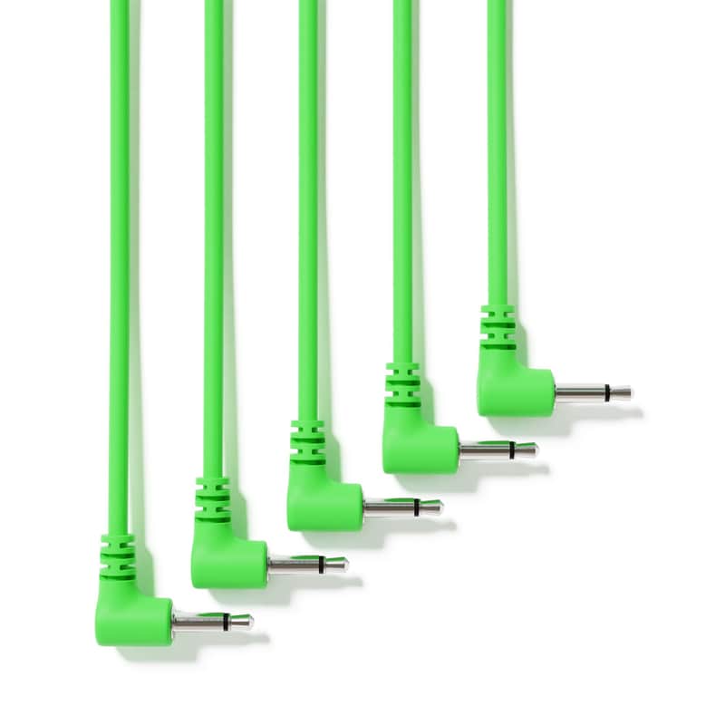 ExcelValley [Green | 15 cm - 5.91"] 5-Pack - Right Angle Mono Modular Patch Cables image 1
