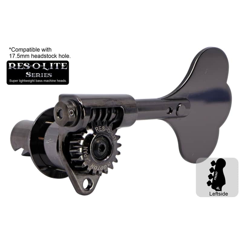 GOTOH GRL510C-12 Res-o-Lite Open Gear Bass Tuner Clover, Cosmo Black, 4L image 1