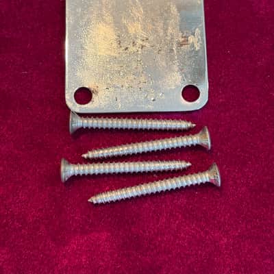 1968 Fender F Neck Plate + Screws Four Bolt Stratocaster Telecaster Precision Jazz Bass image 5