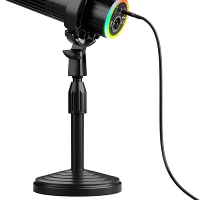 USB/XLR Dynamic Microphone, Live Streaming, Gaming Recording with Three-in-One Mute Button, RGB Lighting and MIC Stand for PC (Black) image 1