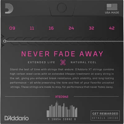 D'Addario XTE0942 XT Electric Nickel Plated Steel Super Light 9-42 image 2