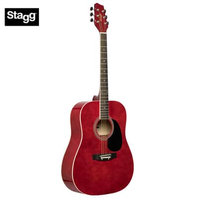 Stagg SA20D RED Dreadnought Basswood Top Nato Neck 6-String Acoustic Guitar - Red image 1