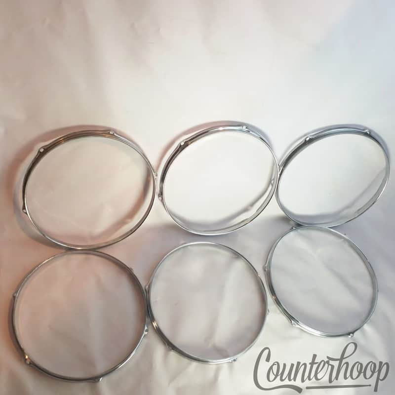 *Pearl 6x 12" Tom Drum Rims/Hoops Triple-Flange Chrome 6-Lug Hole Taiwan Lot* image 1