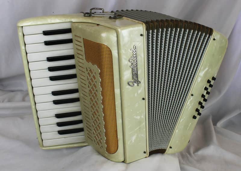 8229 - Ivory Gold Frontalini "Bambino" Piano Accordion MM 25 12 image 1