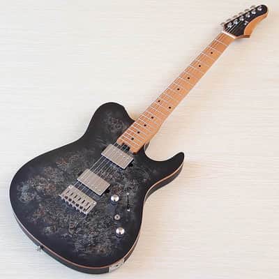 Custom Black Burl Wood Top Electric Guitar, Okoume Wood Body, Roasted Maple Neck image 4
