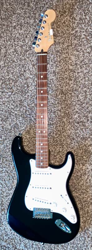 2008 Fender Standard Stratocaster  with Rosewood Fretboard black electric guitar image 1