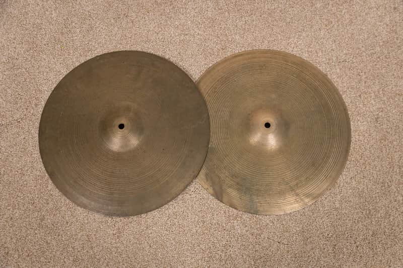 1960s Zildjian 15" A Hi Hat Cymbals 1220g 1437g image 1
