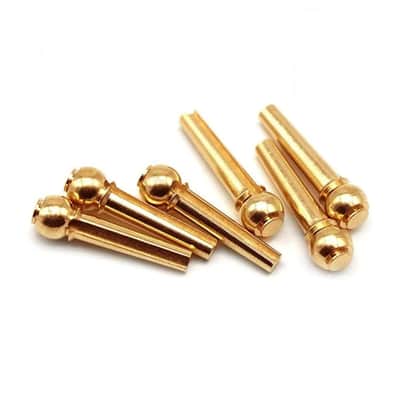 Guitar Bridge Pins 6pcs Solid Brass End-pins for Acoustic Guitar Pegs Replacement for Resonating more brightness and attack. image 4
