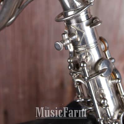 H N White King Vintage 1920s C Melody Saxophone Silver Made in the USA image 19