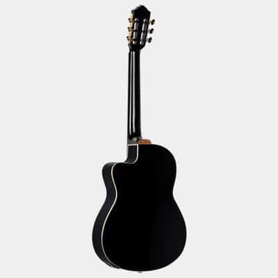 Immagine Ortega Guitars RCE138-T4BK Feel Series Slim Neck Acoustic-Electric Guitar TL Nylon w/ Bag, Black - 13