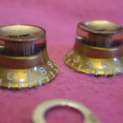 vintage 1960 1961 Gibson reflector knobs "LOW RIM" + pointers for es-125 335 paf jazz L5 super 400 byrdland Les Paul SG 350 paf burst standard image 1