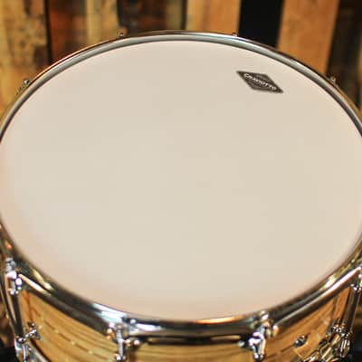 Craviotto 6.5x14 Custom Shop 10-Lug Oak Satin Oil w/ Cherry Inlay Snare Drum image 4