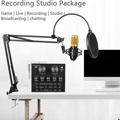 Podcast Microphone Equipment Bundle – Condenser Microphone, Audio Interface & Live Sound Card for Recording and Streaming image 2
